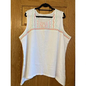 I.B.Diffusion Plus Women's 3X White Sharkbite Hem Gauze Look Tank Top